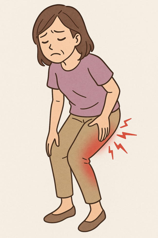 脚が痺れている女性