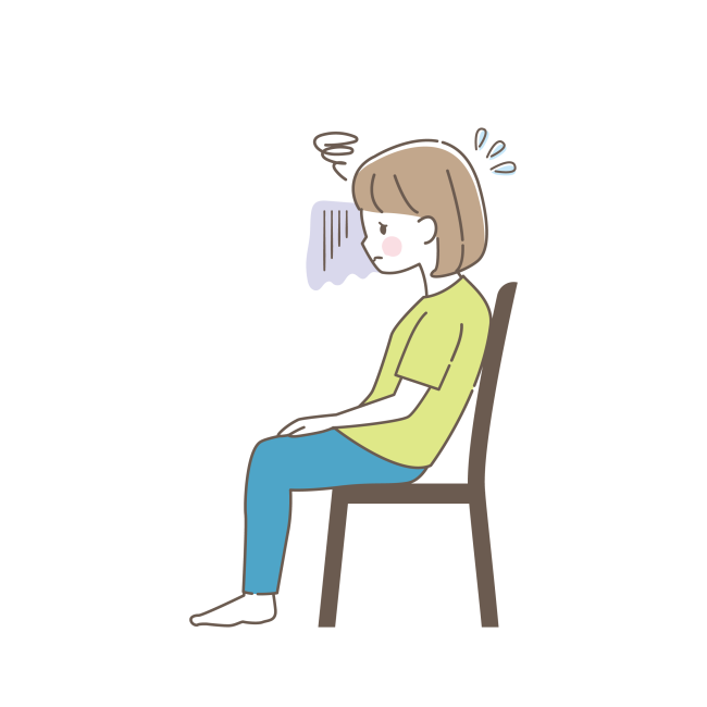寄りかかって座る女性のイラスト