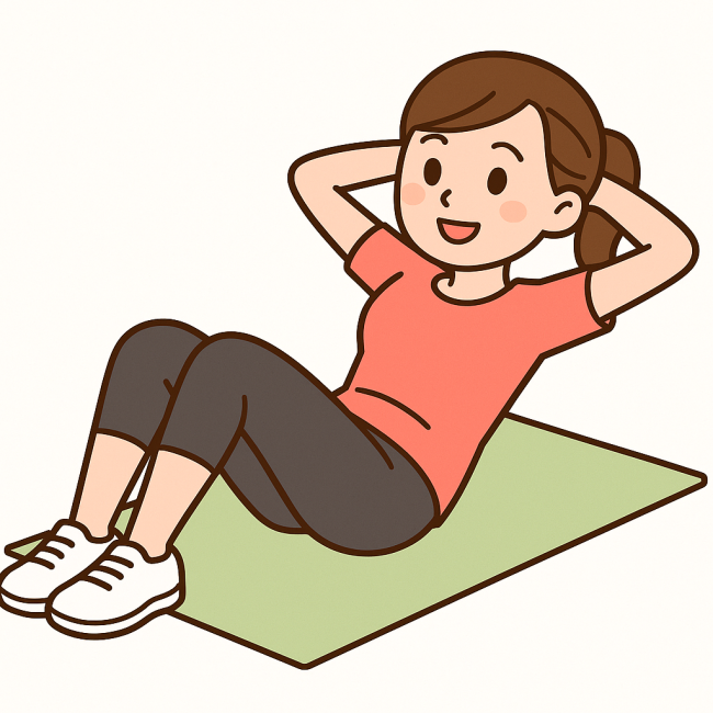 腹筋している女性イラスト